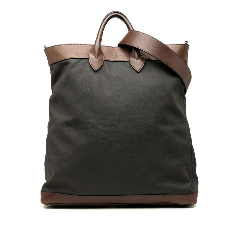 Louis Vuitton Chaco Tote Bag Shoulder Gray Brown Canvas Leather